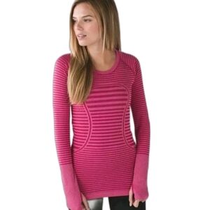 Lululemon Swiftly Tech Long Sleeve Crew In Heathered Berry Rumble W3M22S Size 6